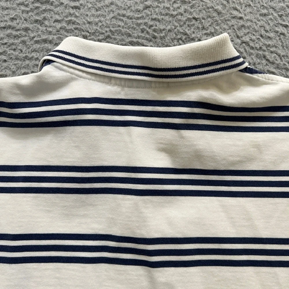Polo Ralph Lauren Polo Shirt Mens XXL White Navy‎ Striped Snap Collared Preppy